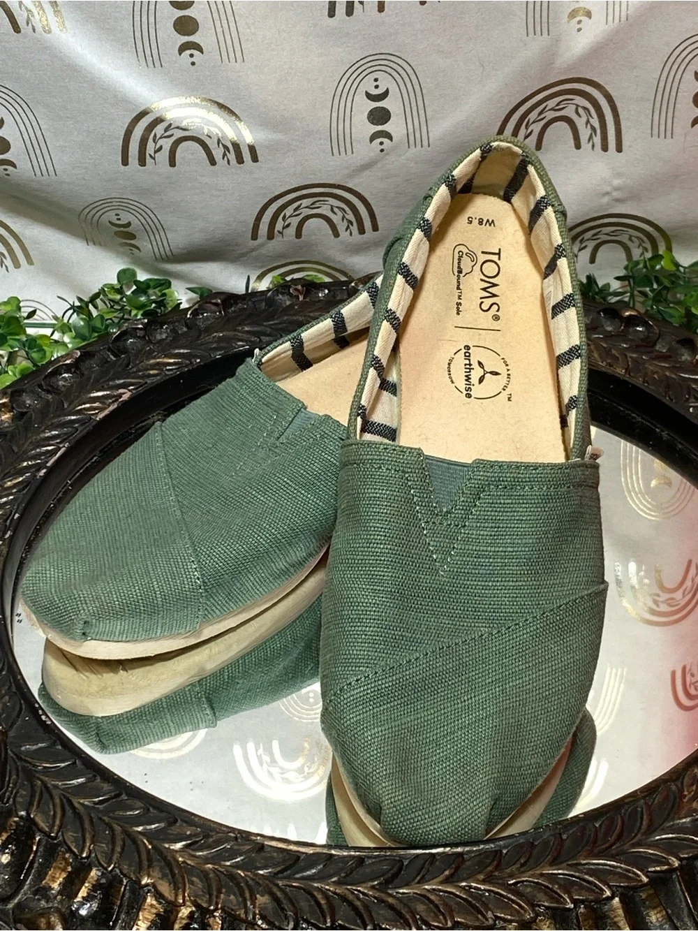 Toms Olive Canvas Classic Slip-On Flats